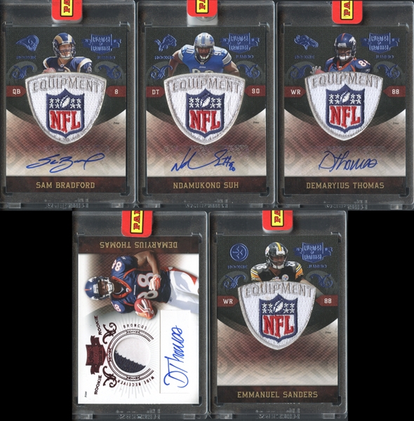 2010 Panini Plates and Patches Group of (5) Football Cards with (4) Exclusive "1/1" Issues