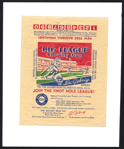1934 Goudey Baseball Card Wrapper 