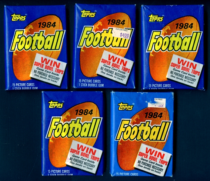 1984 Topps Football Unopened Wax Pack Group of (5)