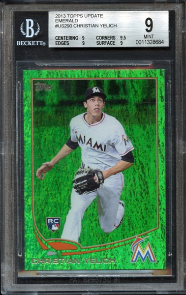 2013 Topps Update #US290 Christian Yelich Emerald BGS 9 MINT