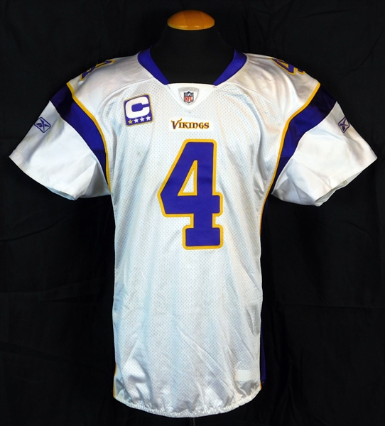 2009 Brett Favre Minnesota Vikings Game-Used Road Jersey from 10/25 vs. Steelers Team Sports Investors (Photo-matched)