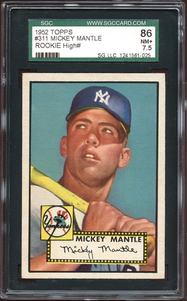 1952 Topps #311 Mickey Mantle SGC 7.5 NM+