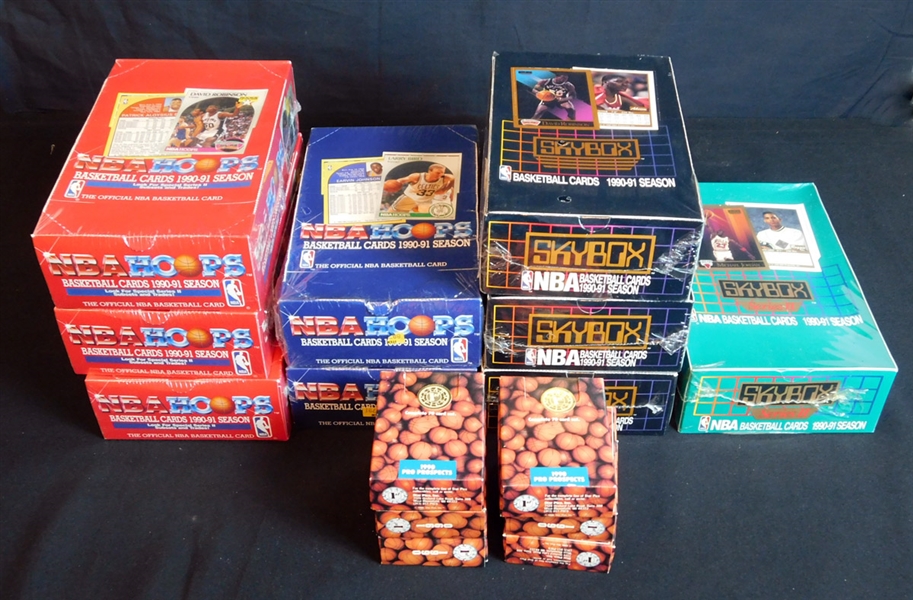 1990s Hoops, Star Pics and Skybox Basketball Unopened Wax Box and Complete Set Group of (15)