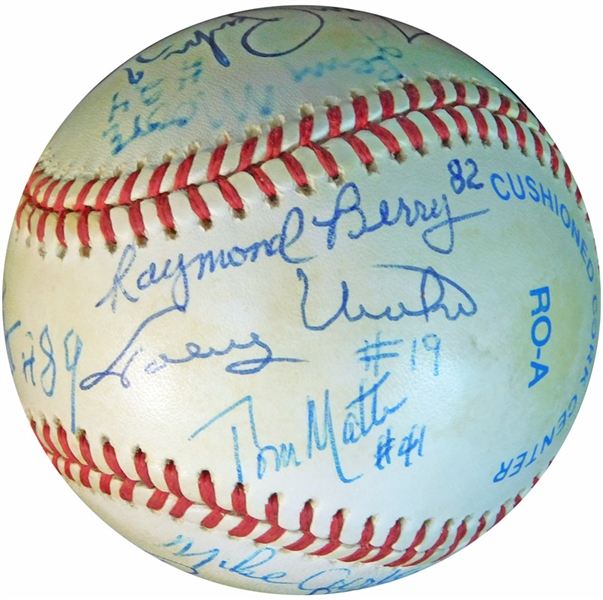 Baltimore Colts Hall of Famers and Legends Multi-Signed OAL (Brown) Ball with (14) Signatures Featuring Unitas, Moore, Donovan, Etc