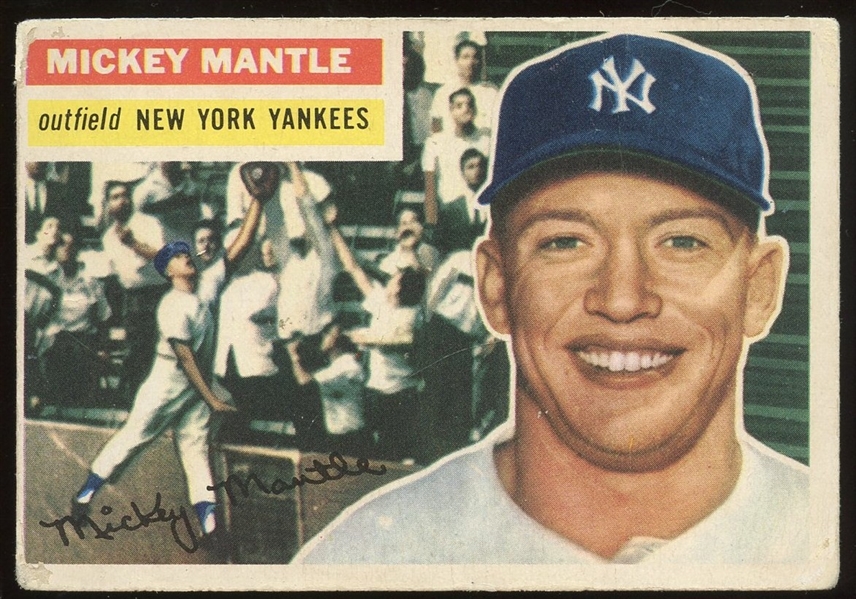1956 Topps #135 Mickey Mantle White Back