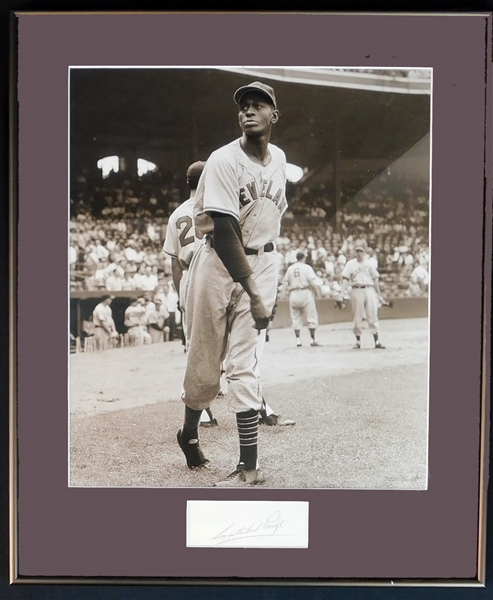 Satchel Paige Cut Signature in Framed Display JSA From Brearley Collection