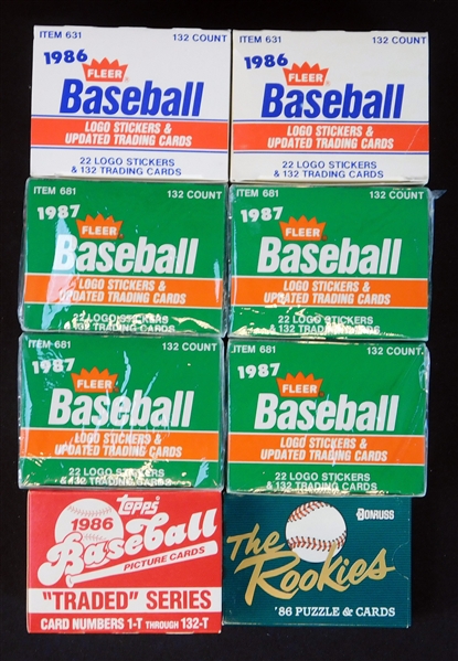 Group of 1980s Topps Traded and Fleer Update Boxed Sets (8 Total Sets)