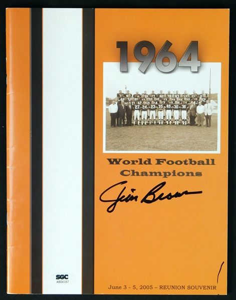 Jim Brown Signed 1964 World Champion Cleveland Browns Reunion Program SGC