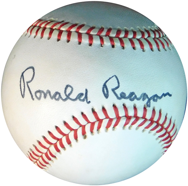 Ronald Reagan Single-Signed OAL (Brown) Ball JSA