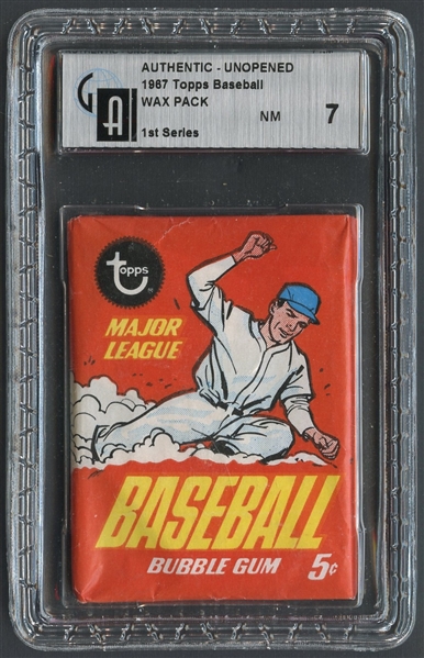 1967 Topps Baseball 1st Series Unopened Wax Pack GAI 7 NM