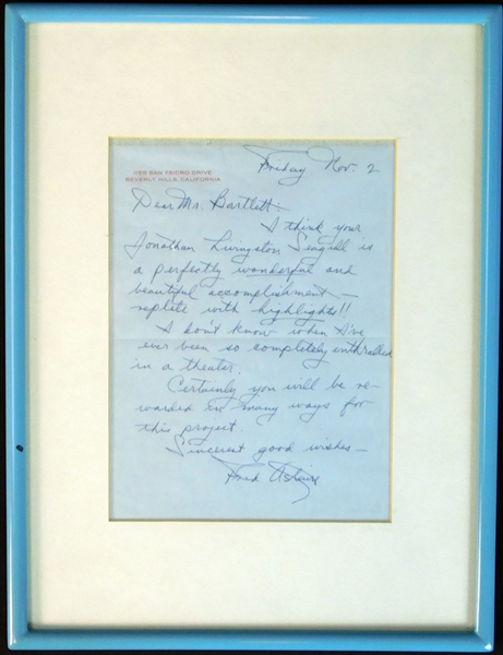 Fred Astaire Handwritten and Signed Letter JSA
