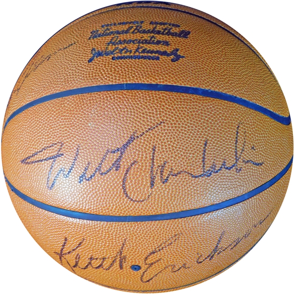 Los Angeles Lakers Stars Multi-Signed Basketball with (9) Signatures Featuring Chamberlain and West JSA