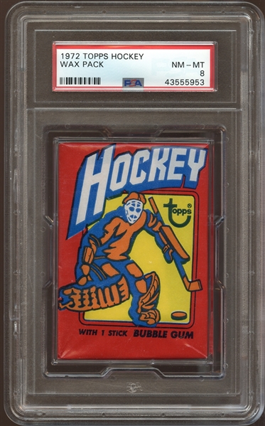 1972 Topps Hockey Unopened Wax Pack PSA 8 NM/MT