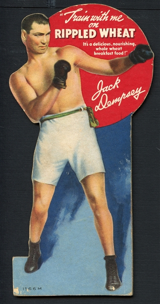 1940s Rippled Wheat Die Cut Jack Dempsey Ad Piece