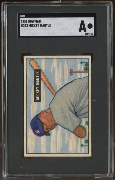 1951 Bowman #253 Mickey Mantle SGC Authentic