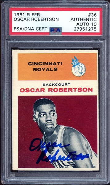 1961 Fleer #36 Oscar Robertson Autographed PSA/DNA Auto 10