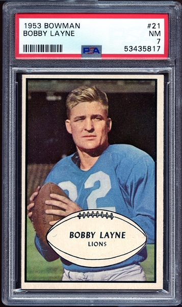 1953 Bowman #21 Bobby Layne PSA 7 NM