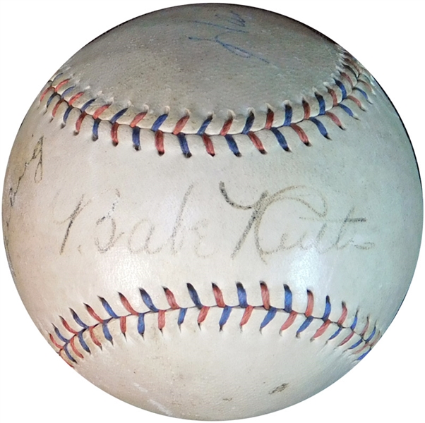 Babe Ruth and Lou Gehrig Signed OAL (Johnson) Ball JSA