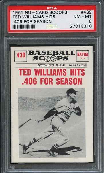 1961 NU-Card Scoops #452 Ted Williams Hero of All-Star Game PSA 8 NM-MT