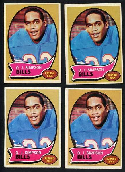 1970 Topps #90 O.J. Simpson Rookie Lot of (4)