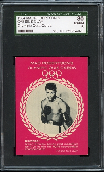 1964 Mac Robertsons Olympic Quiz Cards Cassius Clay SGC 80 EX-NM 6
