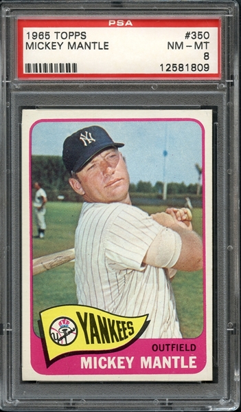 1965 Topps #350 Mickey Mantle PSA 8 NM-MT