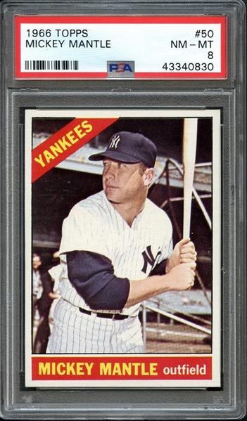 1966 Topps #50 Mickey Mantle PSA 8 NM-MT