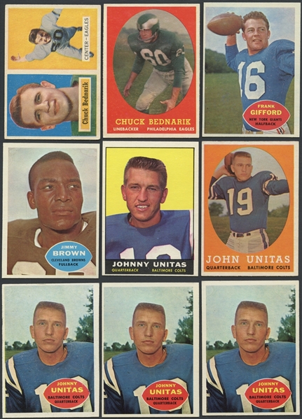 1957-62 Topps Football Shoebox Lot of over 300 Cards with HOFers and Stars