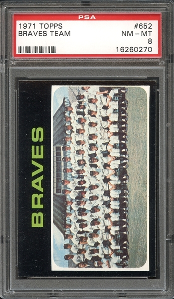 1971 Topps #652 Braves Team PSA 8 NM-MT 