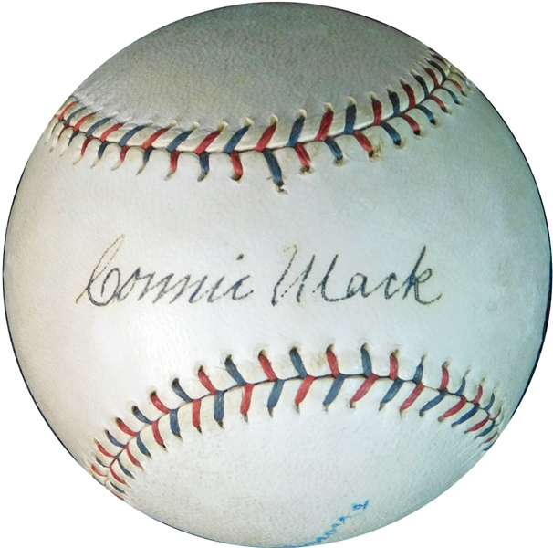 Connie Mack Single-Signed OAL (Johnson) Ball PSA/DNA Auto 8 and JSA