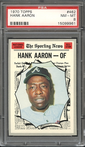 1970 Topps #462 Hank Aaron All-Star PSA 8 NM-MT 