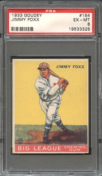 1933 Goudey #154 Jimmy Foxx PSA 6 EX-MT