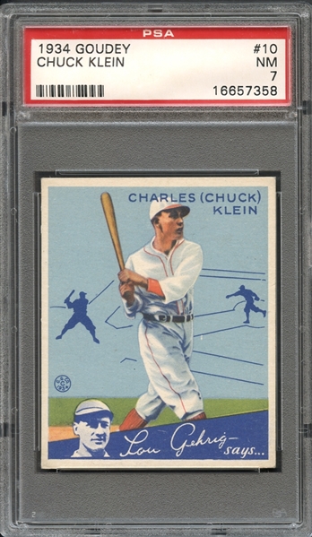 1934 Goudey #10 Chuck Klein PSA 7 NM 