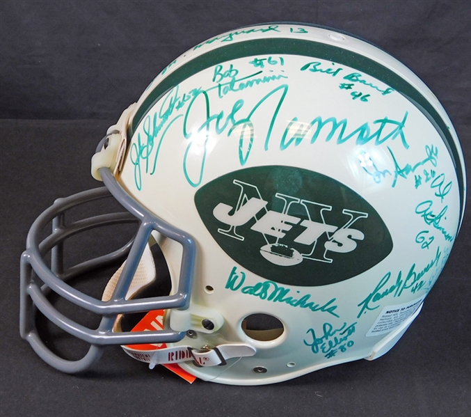 1969 New York Jets Super Bowl Champion Reunion Team-Signed Full Helmet with (25) Signatures JSA and Steiner