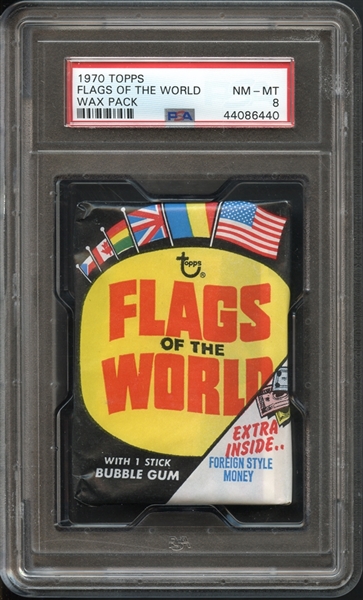 1970 Topps Flags Of The World Unopened Wax Pack PSA 8 NM-MT