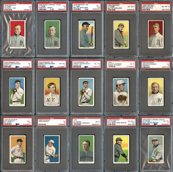 1909-11 T206 Near Complete Set (520/524) Missing Only The Big Four for Completion, Every Card PSA Graded #12 On PSA Set Registry With 4.386 GPA