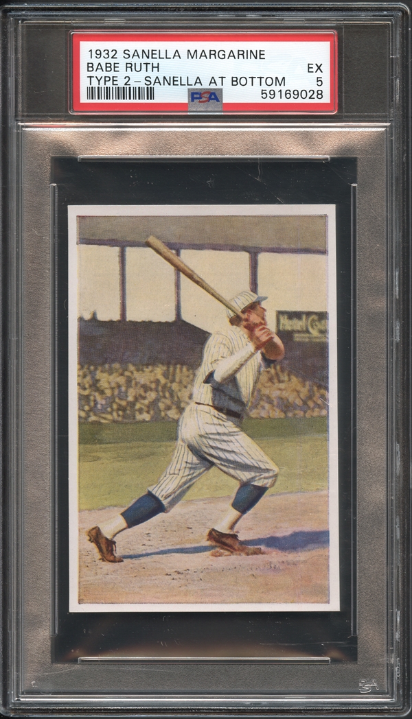 1932 Sanella Margarine Babe Ruth Type 2 Sanella At Bottom PSA 5 EX