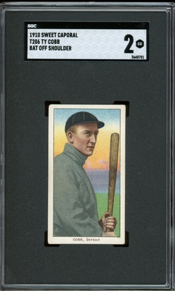 1910 Sweet Caporal Bat Off Shoulder T206 Ty Cobb (With Date Stamp)  SGC 2 GD