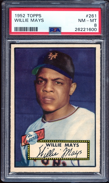 1952 Topps #261 Willie Mays PSA 8 NM/MT Exceptionally High End For The Grade