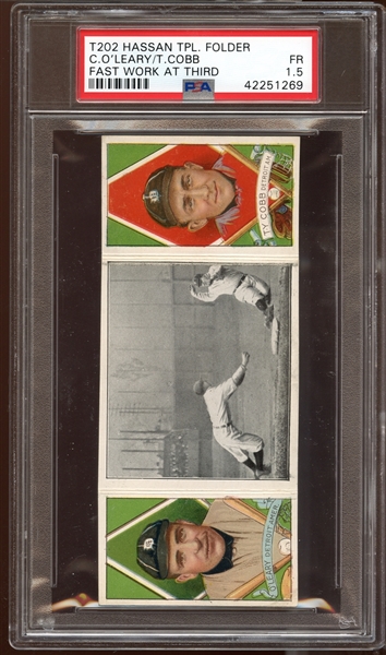 1912 T202 Hassan Triple Folder Fast Work at Third OLeary/Cobb PSA 1.5 FR