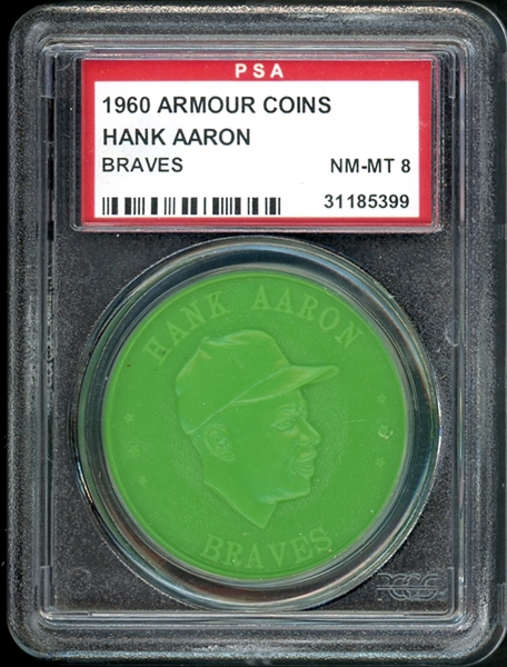 1960 Armour Coins Hank Aaron Braves PSA 8 NM-MT