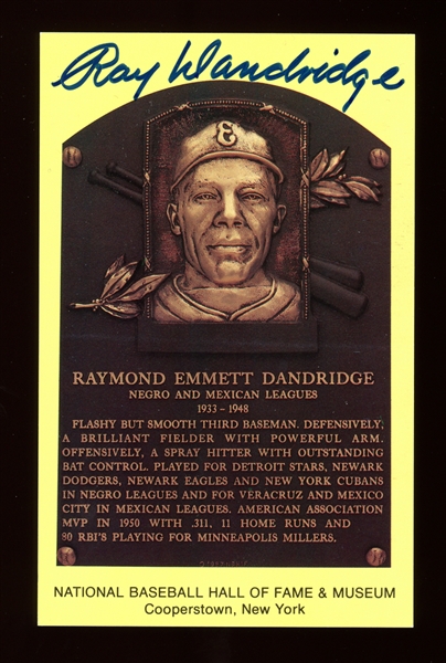 1964-Date Yellow Hall of Fame Plaque Ray Dandridge Autographed 