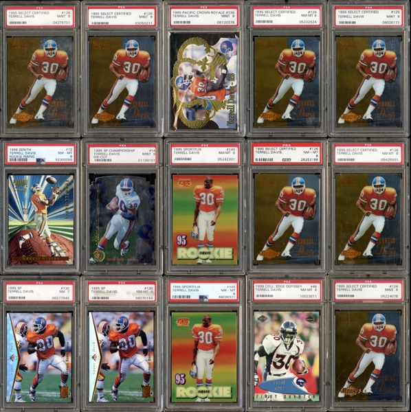 1995-99 Terrell Davis Group Of 15 Cards With 13 Rookies All PSA Graded