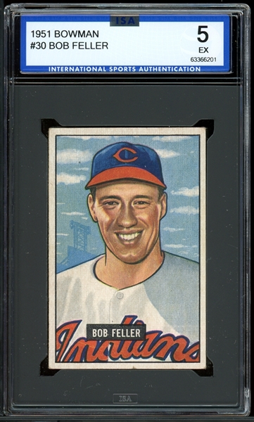 1951 Bowman #30 Bob Feller ISA 5 EX