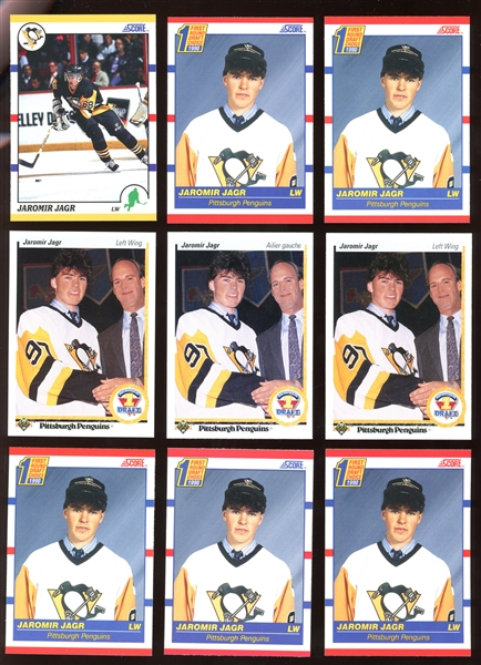 1990-91 Upper Deck and Score Jaromir Jagr Rookie Card Group of (59) with US and French Versions