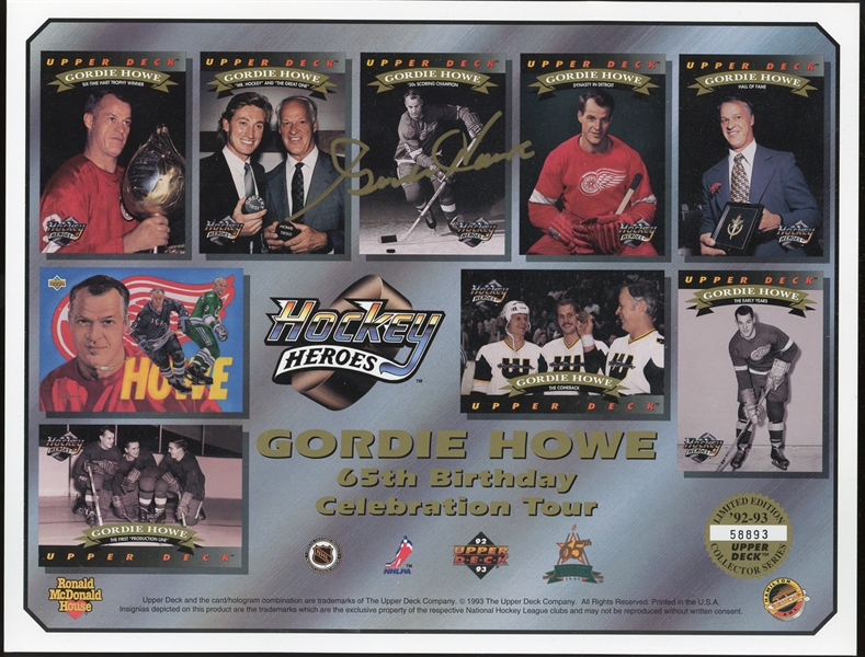 Gordie Howe Signed Upper Deck Hockey Heroes Card