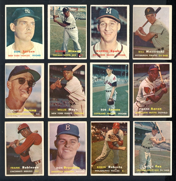 1957 Topps Shoebox Collection Of 96 Cards With Many HOFers Aaron, Mays, F. Robinson, Drysdale, ETC.