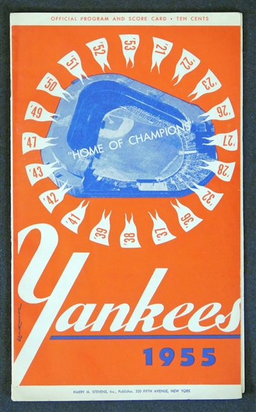 1955 New York Yankees Program and Scorecard