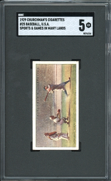 1929 Churchmans Cigarettes Sports & Games In Many Lands #25  Babe Ruth Baseball, U.S.A. SGC 5 EX