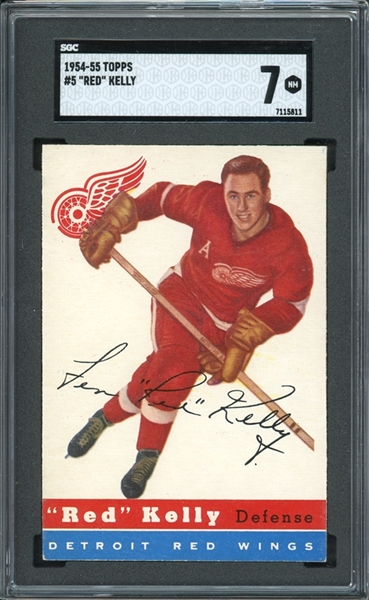 1954-55 Topps Hockey #5 "Red" Kelly SGC 7 NM